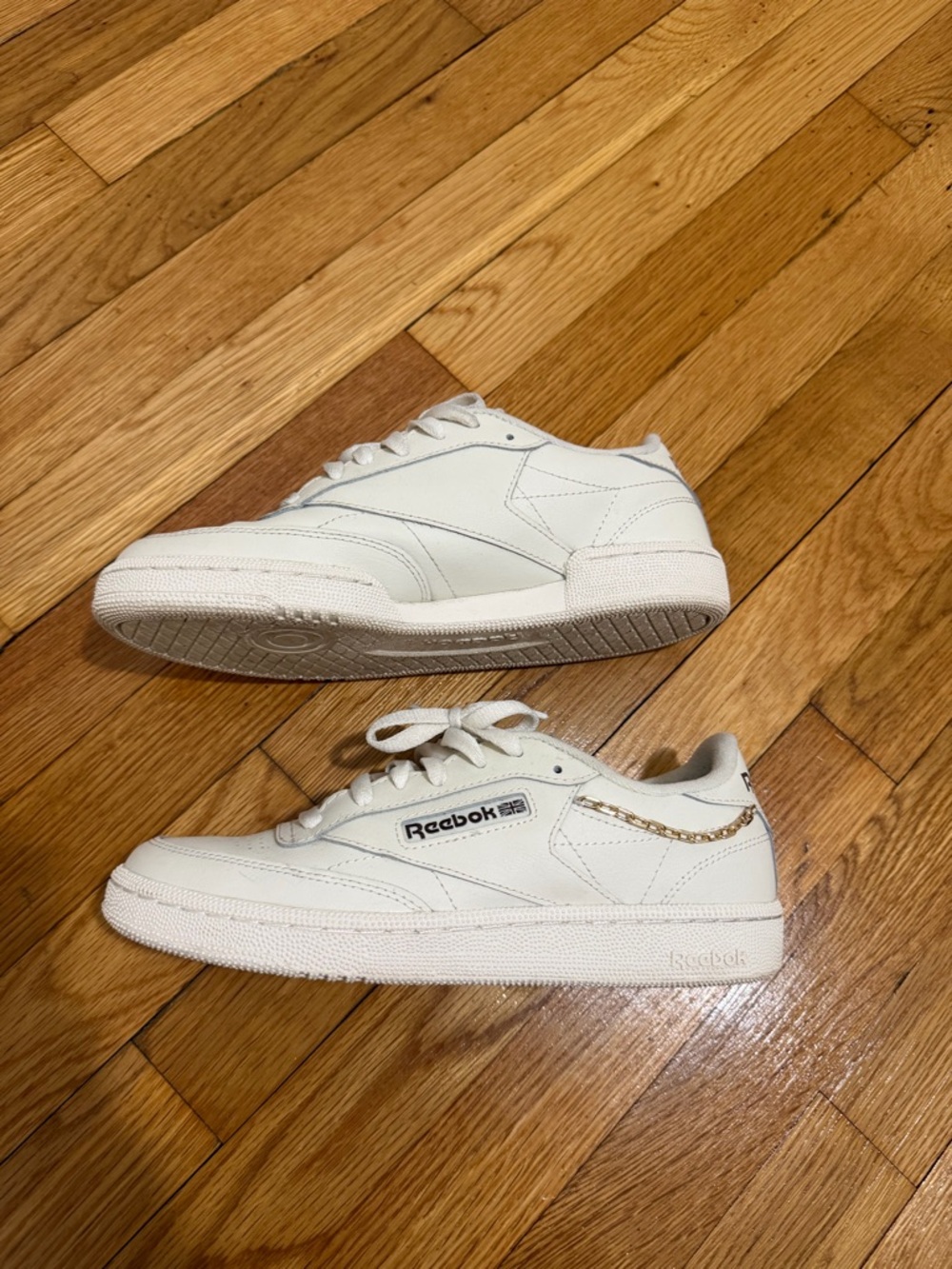 Reebok Size 8.5 Women's Club C 85 Chalk Gold Metallic Sneakers 100074237